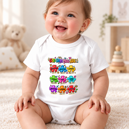 God Says You Are Beautiful, Accepted, Capable Onesie, Gift For Christian Families | Personalized Custom Baby Onesie