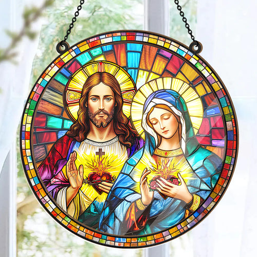 Sacred Heart Of Jesus & Immaculate Heart Of Mary - Window Hanging Suncatcher
