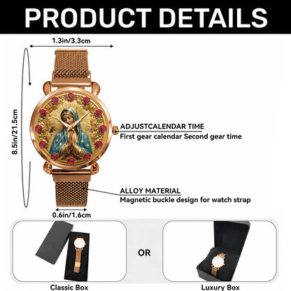Twelve Roses Of Divine Grace, Gift For Wife - Personalized Women's Wrist Watch