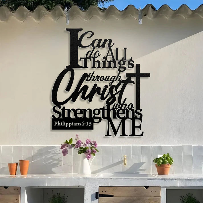 Strength Through Christ - Metal Wall Art Sign