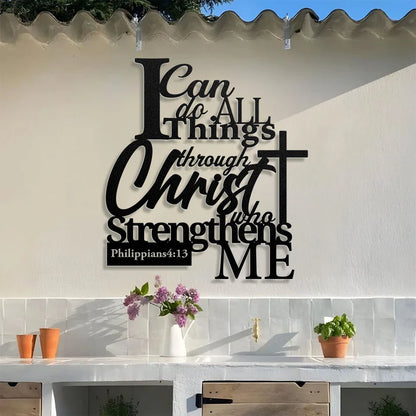 Strength Through Christ - Metal Wall Art Sign