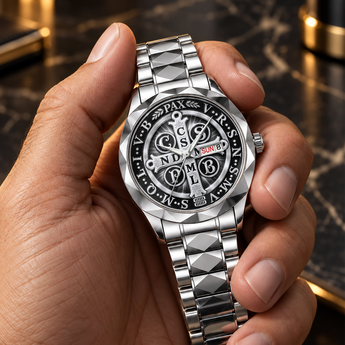 Saint Benedict Medal, Gift For Men - Men's Wrist Watch