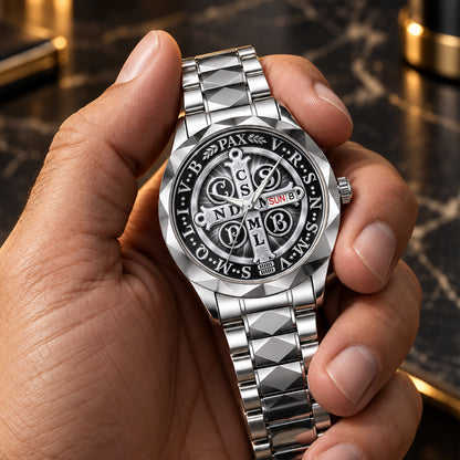 Saint Benedict Medal, Gift For Men - Men's Wrist Watch