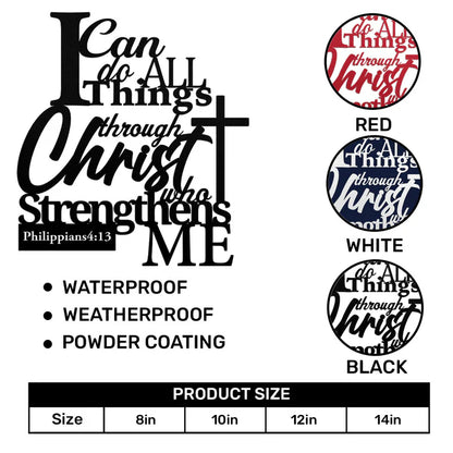 Strength Through Christ - Metal Wall Art Sign