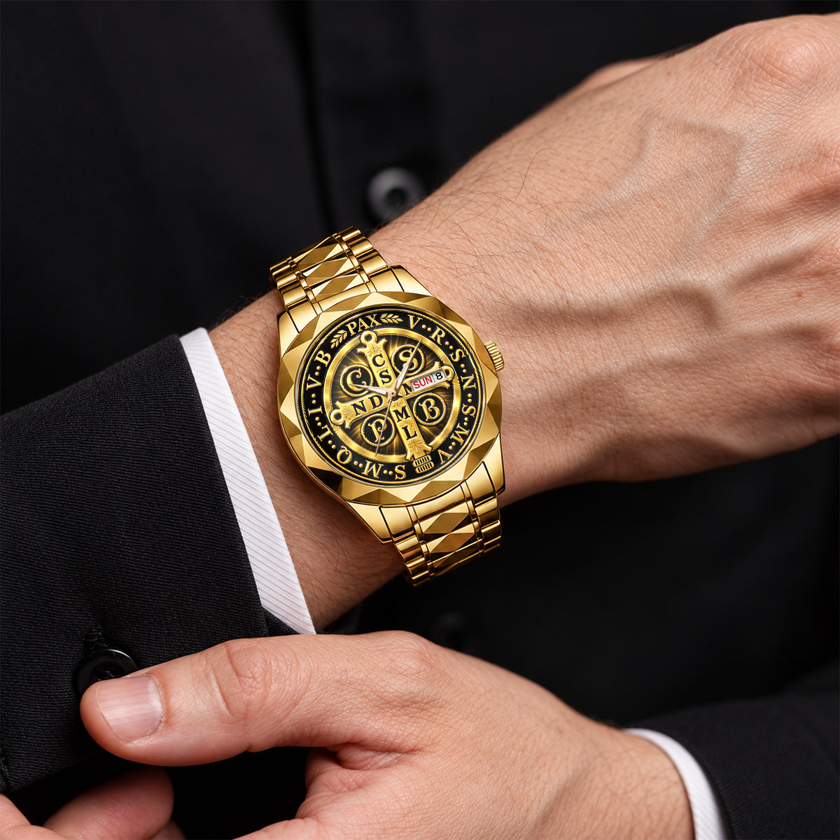 Saint Benedict Medal, Gift For Men - Men's Wrist Watch
