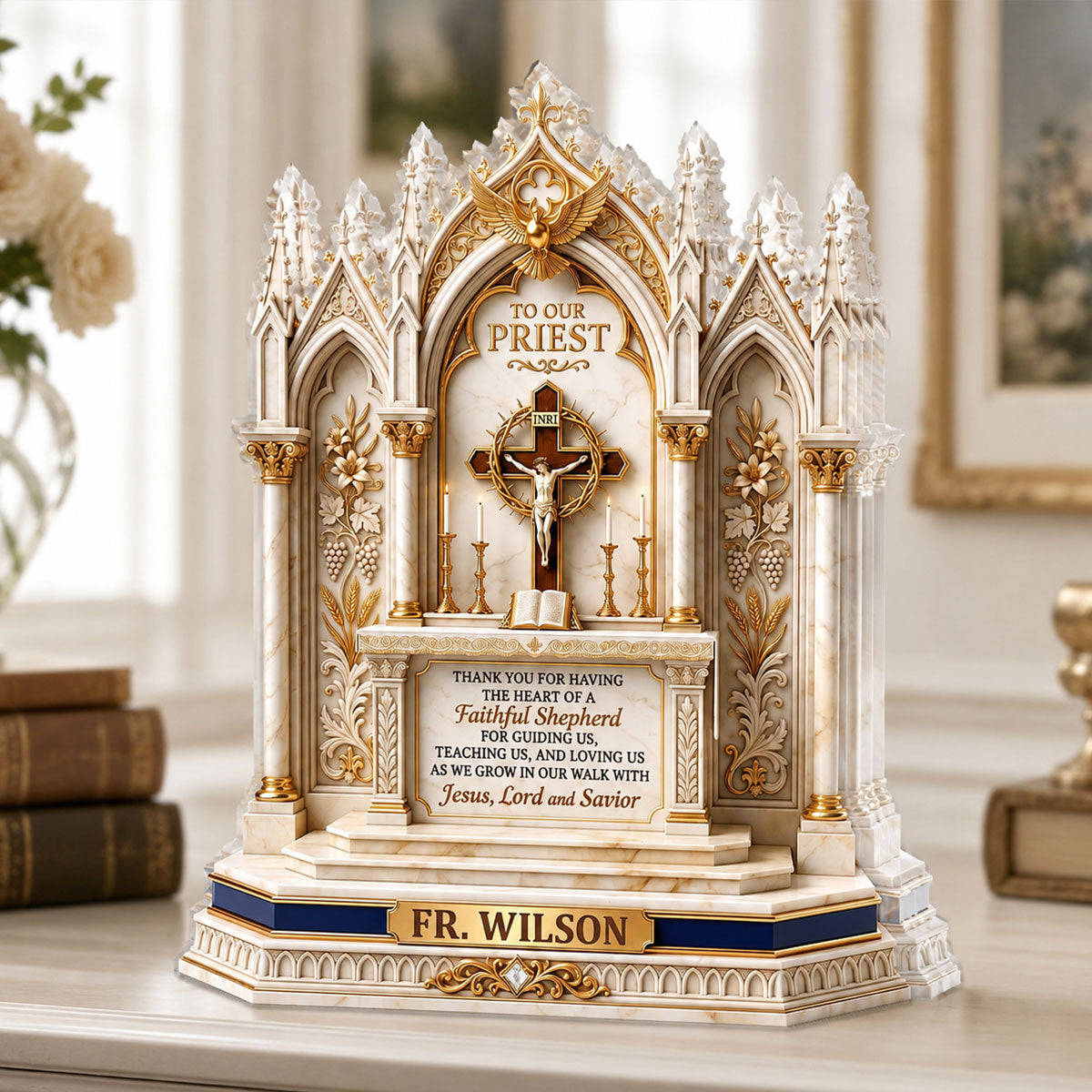 Thank You For Being A Faithful Shepherd, Christian Gift For Priest | Personalized Custom Shaped Acrylic Plaque