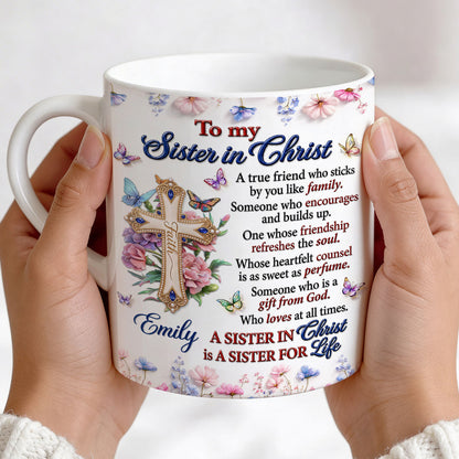Who Loves At All Times, Christian Gift For Sister In Christ | Personalized Ceramic Coffee Mug