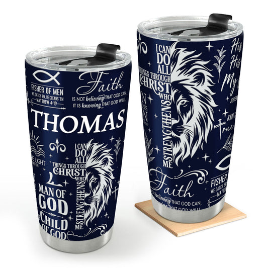 Man Of God Gift For Dad Husband Son | Personalized Stainless Steel Tumbler
