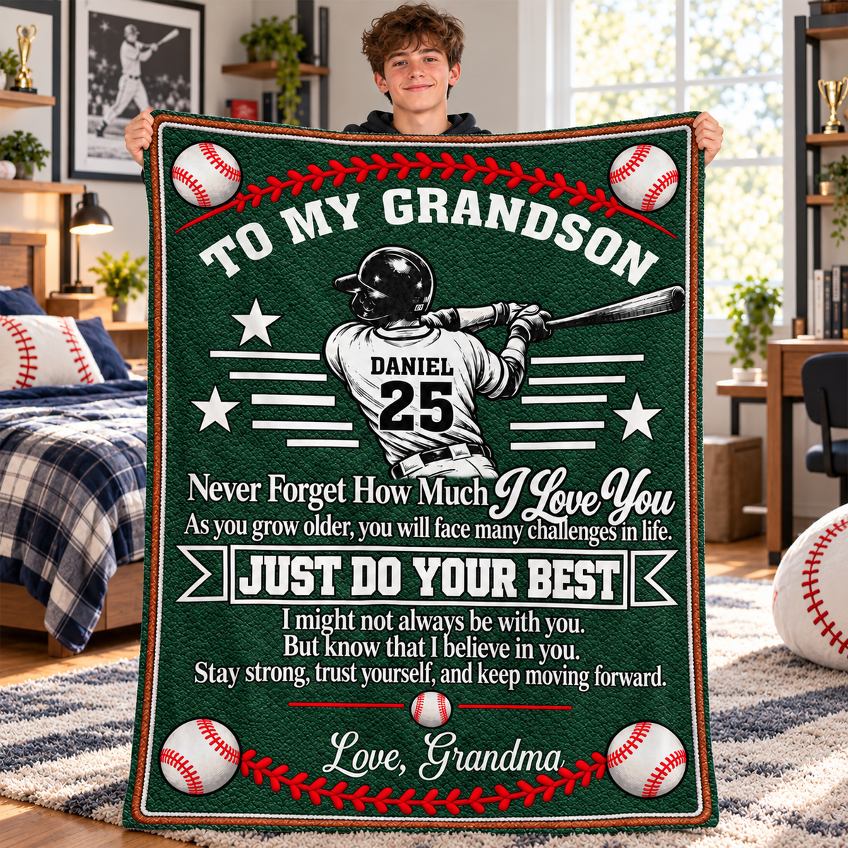 To My Grandson, Gift For Grandson | Personalized Fleece Blanket