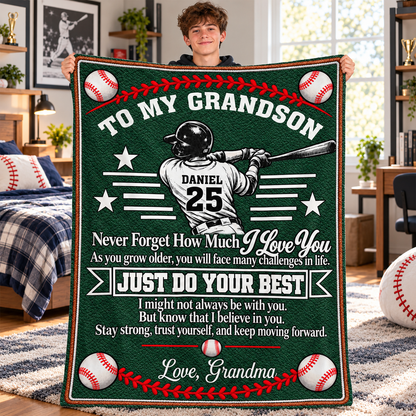 To My Grandson, Gift For Grandson | Personalized Fleece Blanket