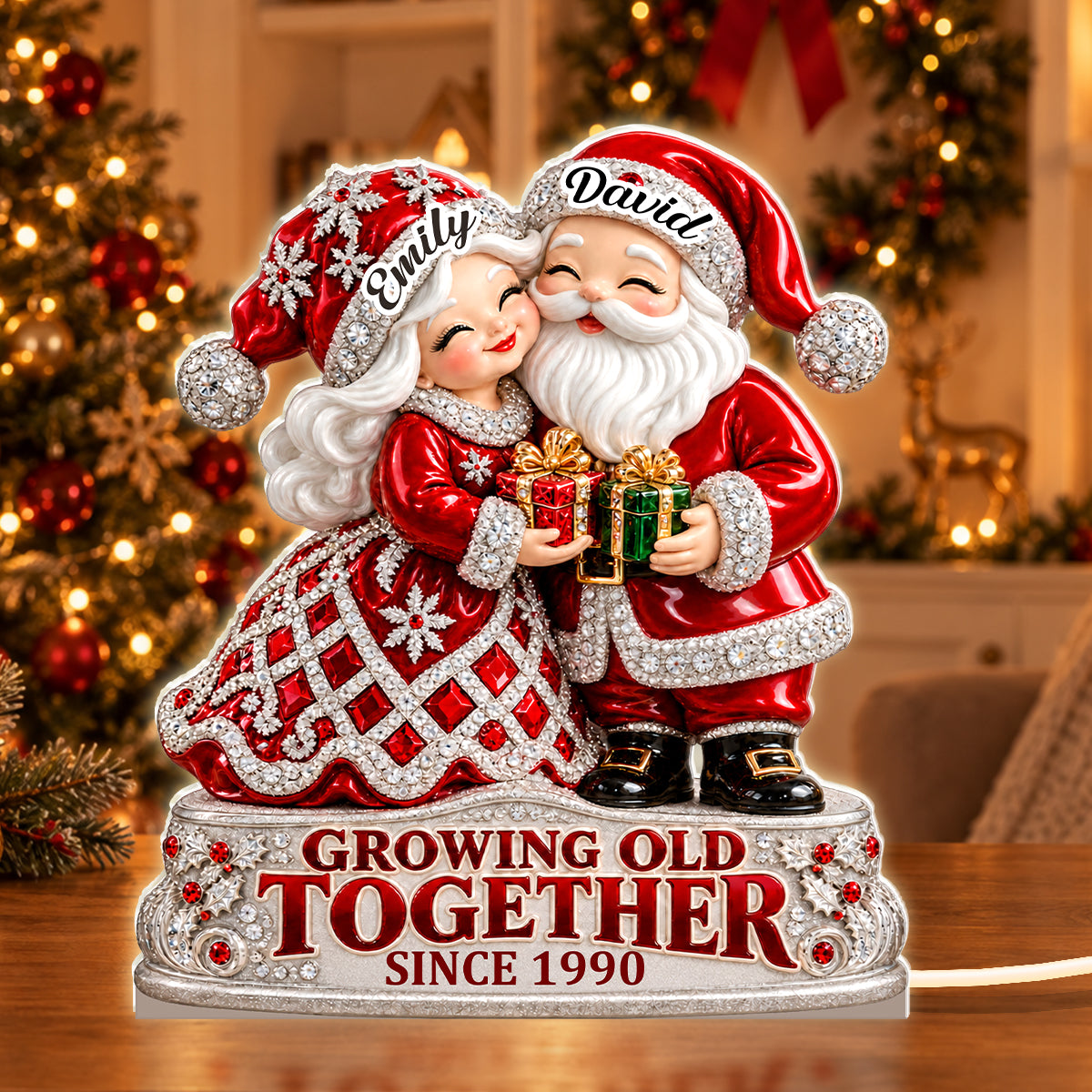 Santa Couple Growing Old Together, Gift For Couple - Personalized Light Box