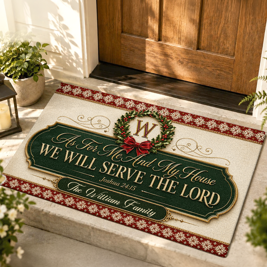 As For Me And My House We Will Serve The Lord, Gift For Family | Personalized Doormat