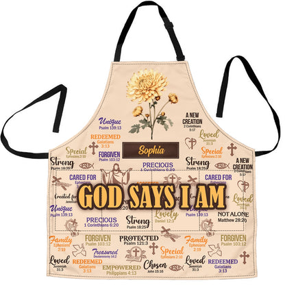 God Says I Am, Gift of Identity | Personalized Apron With Pocket