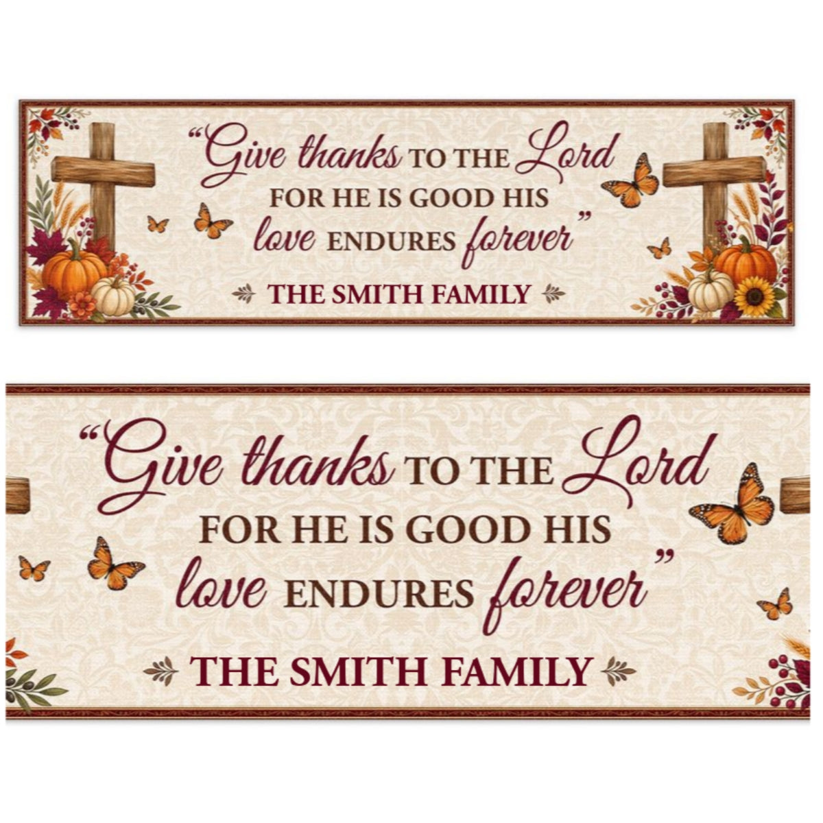 Give Thanks To The Lord, Gift For Christian Home | Personalized Table Runner