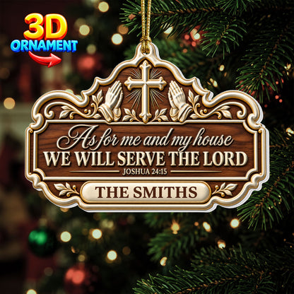 Faithful Home Blessing, Gift For Christian Family | Personalized 3D Relief White Acrylic Ornament