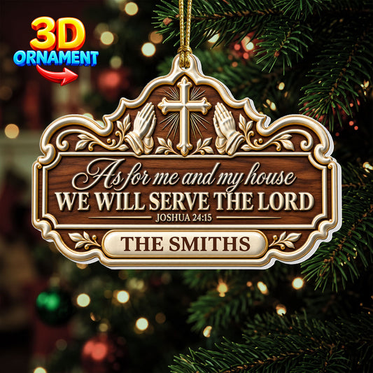 Faithful Home Blessing, Gift For Christian Family | Personalized 3D Relief White Acrylic Ornament
