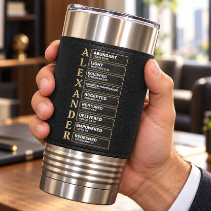 Man Of God, Gift For Him | Personalized 20oz Leather Wrapped Tumbler