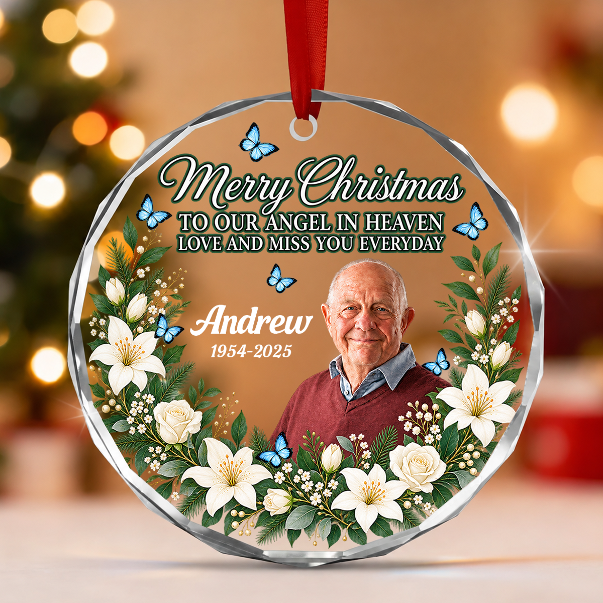 Love And Miss You Every Day, Gift For Family - Personalized Round Shaped Glass Ornament