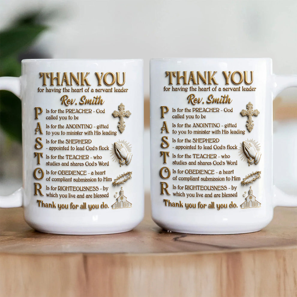 Thank You Pastor, Gift For Pastor | Personalized Ceramic Coffee Mug