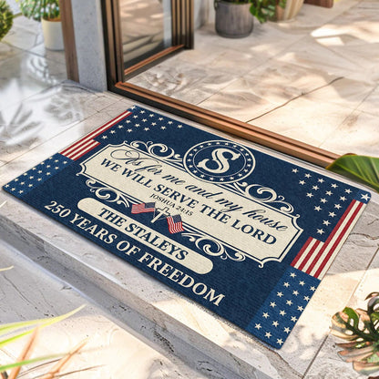 We Will Serve The Lord - Personalized Doormat