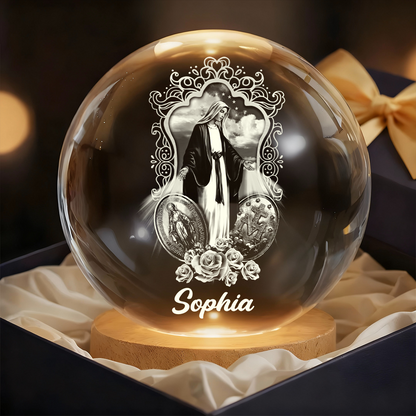Midnight Miracle Of Mary - Personalized Crystal Ball Night Light