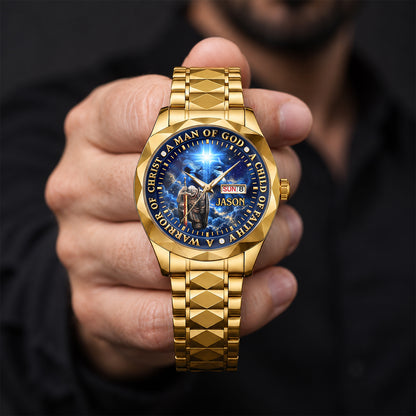 A Man Of God, Gift For Dad | Personalized Men's Wrist Watch