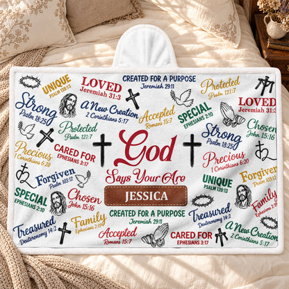 Christian Bible Verse Affirmations, Gift For Loved One | Personalized Wearable Blanket Hoodie