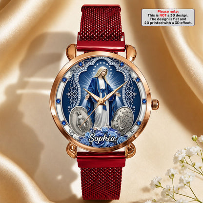 Midnight Miracle Of Mary, Gift For Mom - Personalized Women's Wrist Watch