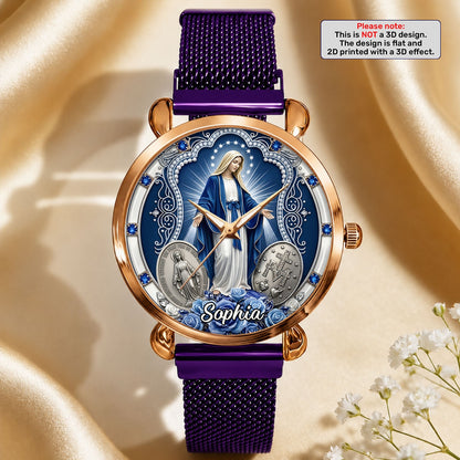 Midnight Miracle Of Mary, Gift For Mom - Personalized Women's Wrist Watch