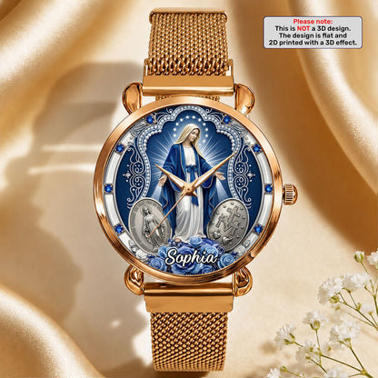 Midnight Miracle Of Mary, Gift For Mom - Personalized Women's Wrist Watch