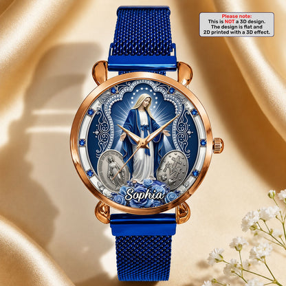 Midnight Miracle Of Mary, Gift For Mom - Personalized Women's Wrist Watch