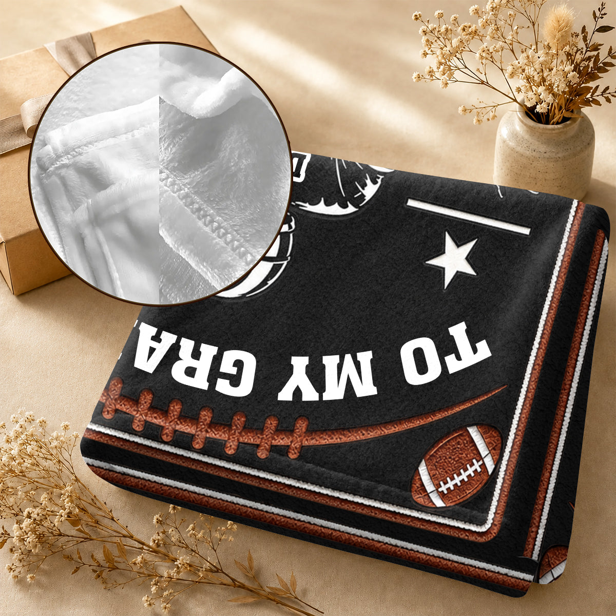 To My Grandson America Football Version, Gift For Grandson | Personalized Fleece Blanket
