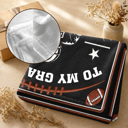To My Grandson America Football Version, Gift For Grandson | Personalized Fleece Blanket