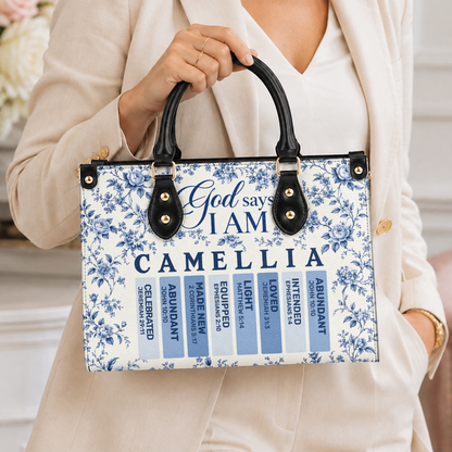 God Says I Am, Gift For Women | Personalized Leather Handbag
