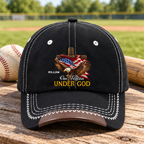 One Nation Under God, Gift For Men | Personalized Vintage Soft Baseball Cap