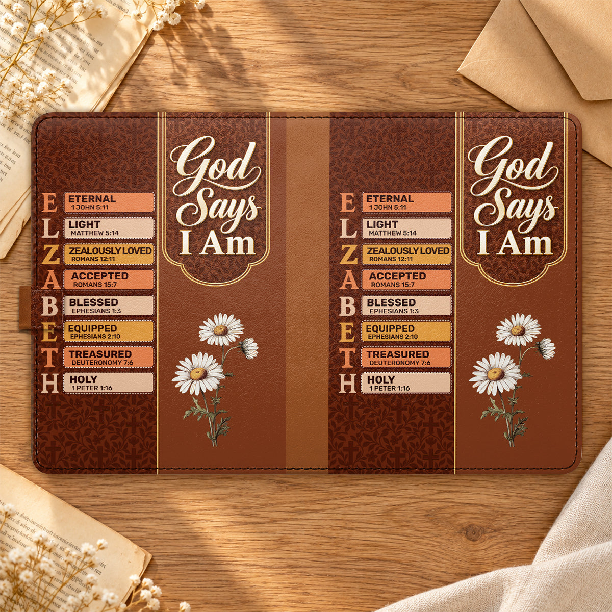 God Says I Am, Gift For Women | Personalized Leather Notebook & Pen Set