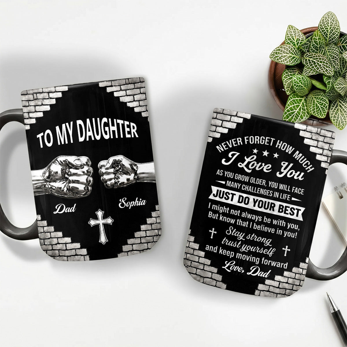 Just Do Your Best, Gift For Daughter From Dad | Personalized Ceramic Coffee Mug