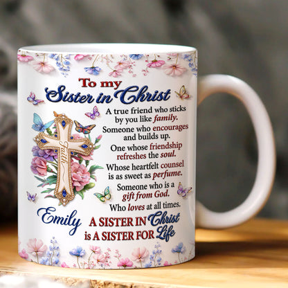 Who Loves At All Times, Christian Gift For Sister In Christ | Personalized Ceramic Coffee Mug