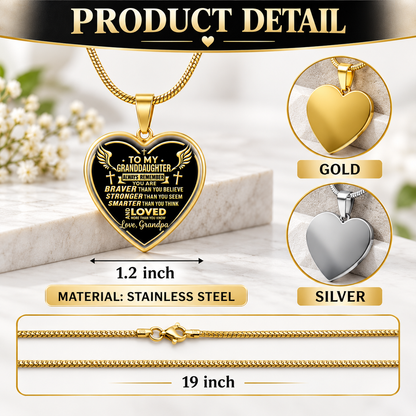 To My Granddaughter And Daughter, Christian Gift For Granddaughter, Daughter- Personalized Heart Necklace