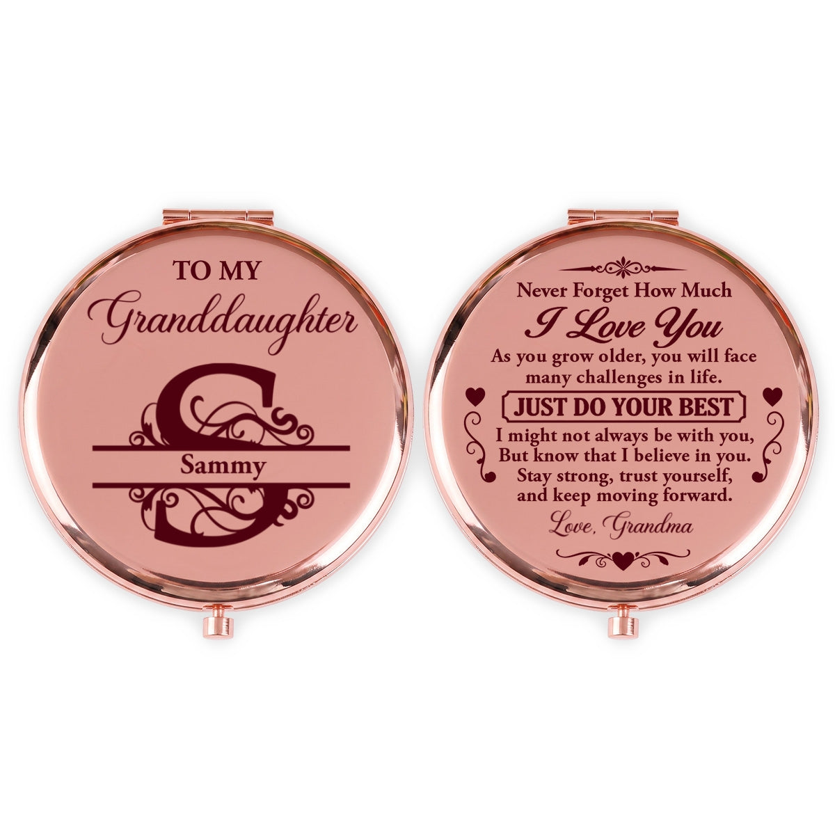 To My Granddaughter Never Forget How Much I Love You, Gift For Granddaughter | Personalized Circle Metallic Mirror