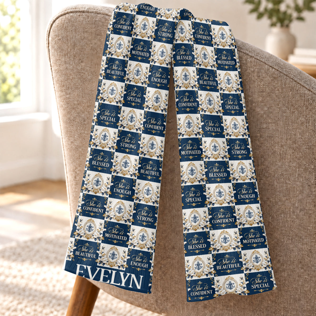 She Is Blessed, Gift For Her | Personalized Scarf