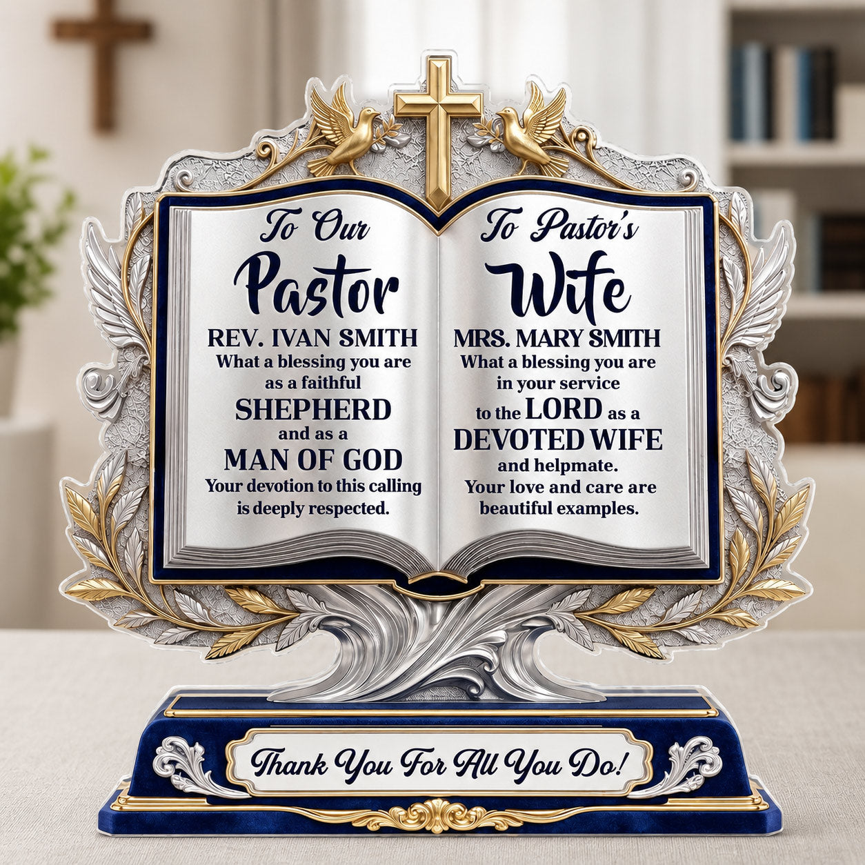 A Pastor After God's Heart, Christian Gift For Pastor | Personalized Custom Shaped Acrylic Plaque