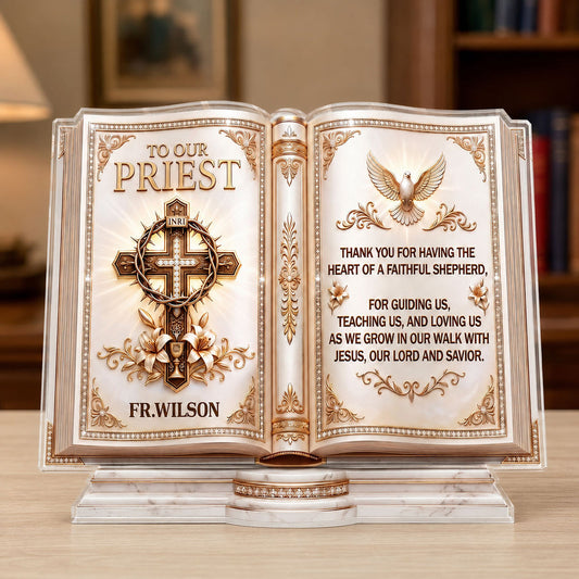 To Our Priest For Having The Heart Of A Faithful Shepherd, Gift For Priest | Personalized Custom Shaped Acrylic Plaque