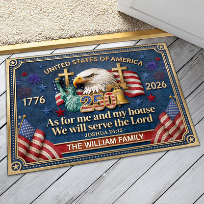 As For Me And My House We Will Serve The Lord - Personalized Doormat