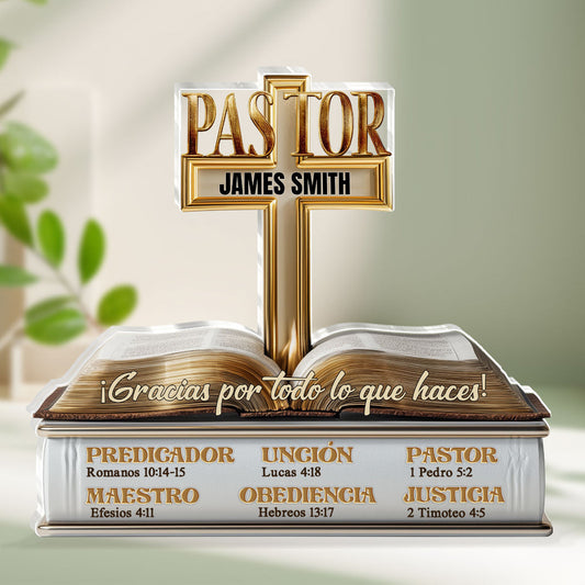 Mi Pastor, Gift For Pastor | Personalized Custom Shaped Squared Acrylic Plaque