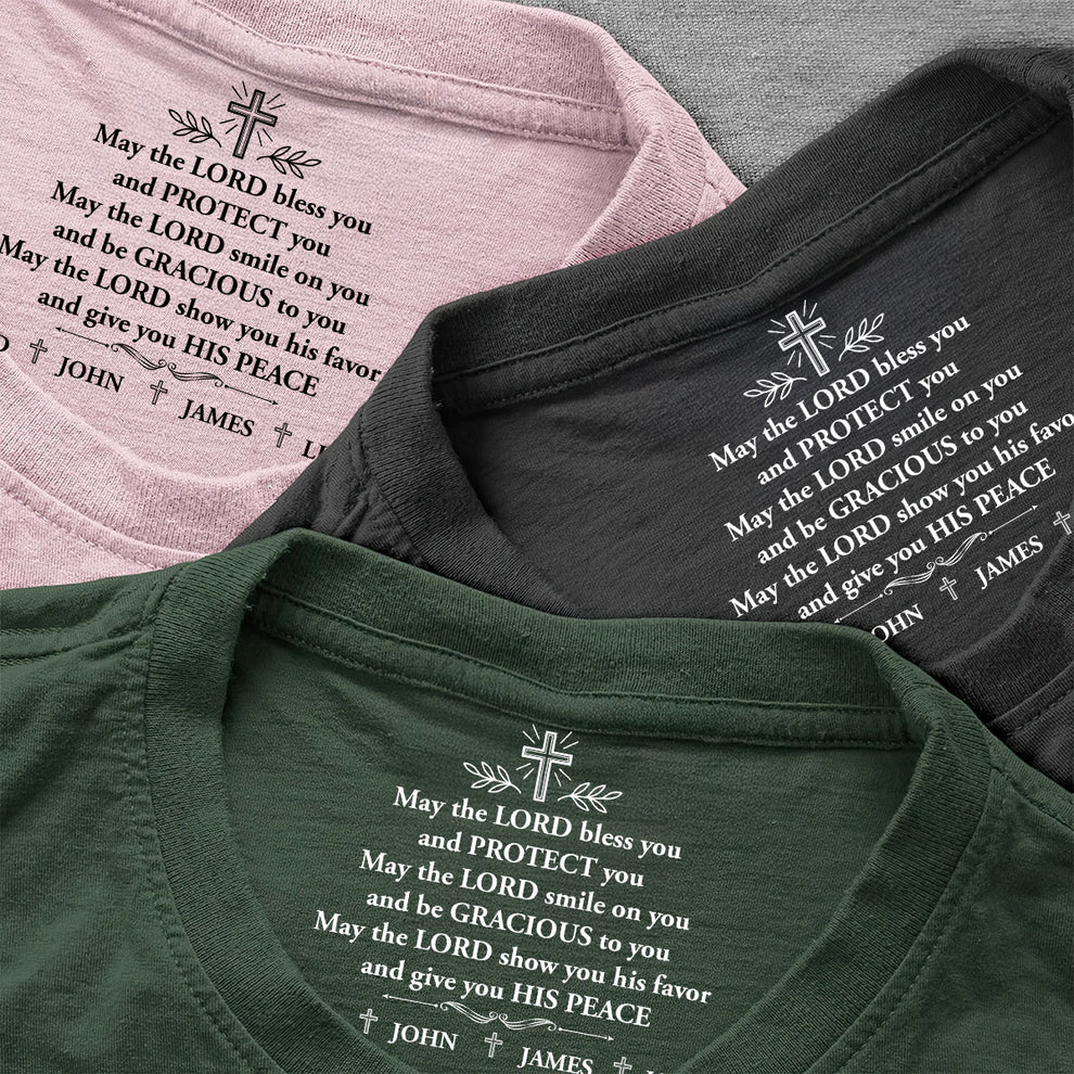 May The Lord Bless You , Gift For Christians | Personalized Shirt With Design Inner Neck