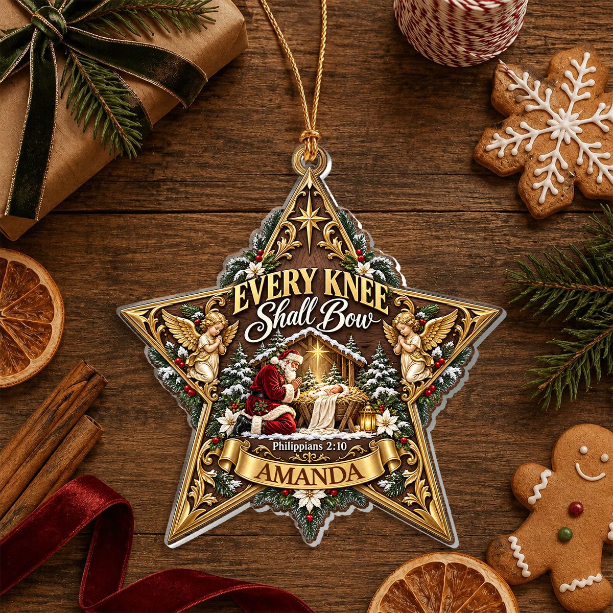 Every Knee Shall Bow, Gift For Loved One | Personalized 1-Layer Acrylic Ornament