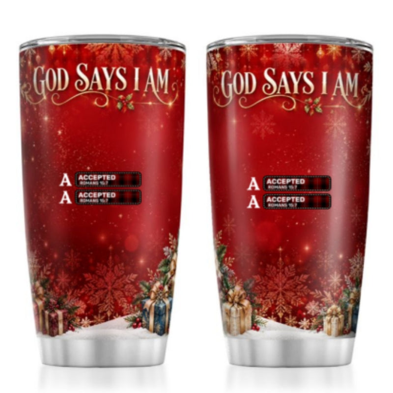 God Says I Am, Gift For Loved One | Personalized Stainless Steel Tumbler
