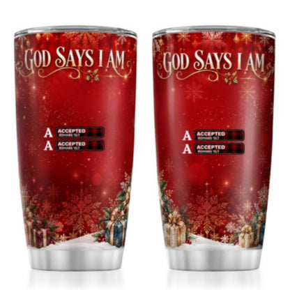 God Says I Am, Gift For Loved One | Personalized Stainless Steel Tumbler