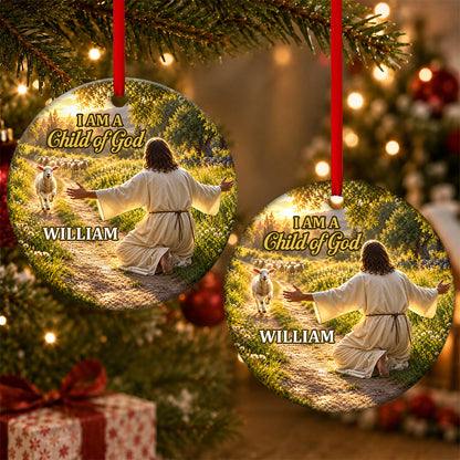 Child Of God, Gift For Christian Loved Ones  | Personalized Round Shaped Ceramic Ornament